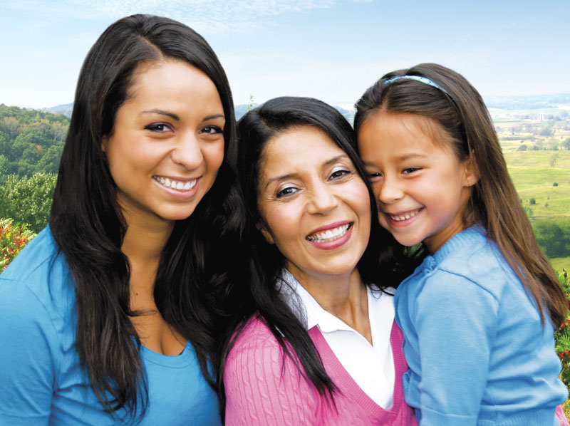 Grandmother, mother and daughter enjoying the outdoors.